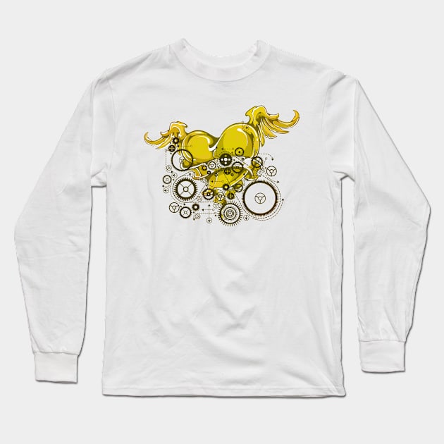 Golden Mechanical Heart Long Sleeve T-Shirt by CatCoconut-Art